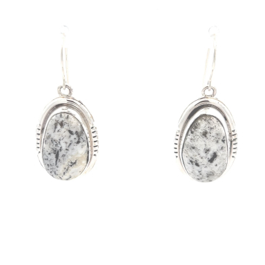 Genuine White Buffalo Turquoise Sterling Silver Earrings