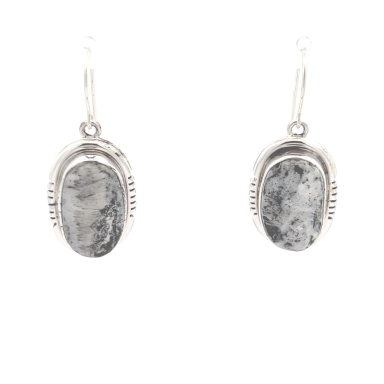 Genuine White Buffalo Turquoise Sterling Silver Earrings