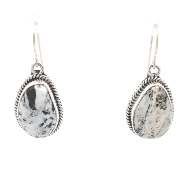 Genuine White Buffalo Turquoise Sterling Silver Earrings