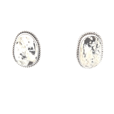 Genuine White Buffalo Turquoise Sterling Silver Post Earrings