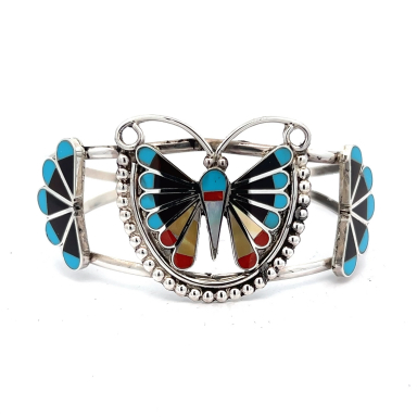 Genuine Sleeping Beauty Turquoise Sterling Silver Zuni Indian Bracelet