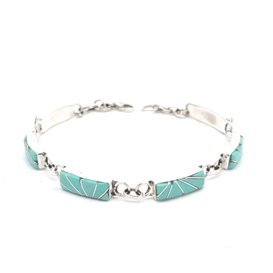 Zuni Indian Jewelry Genuine Sleeping Beauty Turquoise  Sterling Silver Bracelet