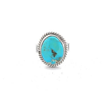 Genuine Kingman Turquoise Sterling Silver Navajo Ring