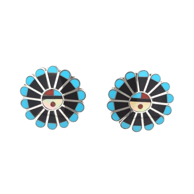 Zuni Indian Genuine Sleeping Beauty Turquoise Post Earrings