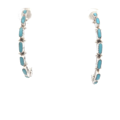 Zuni Indian Jewelry Genuine Sleeping Beauty Turquoise Sterling Silver Earrings