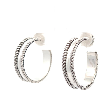 Artie Yellowhorse Jewelry Sterling Silver Hoop Earrings