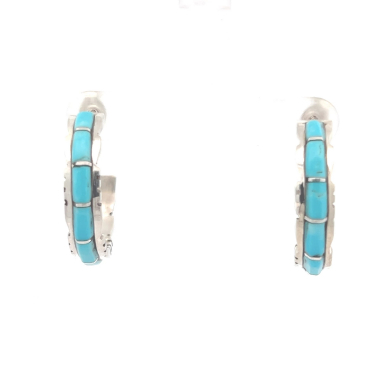 Zuni Indian Jewelry Genuine Sleeping Beauty Turquoise Sterling Silver Earrings