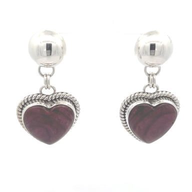 Artie Yellowhorse Genuine Spiny Oyster Shell Heart  Earrings