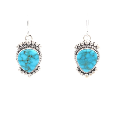 Artie Yellowhorse Genuine Kingman Turquoise Sterling Silver Earrings