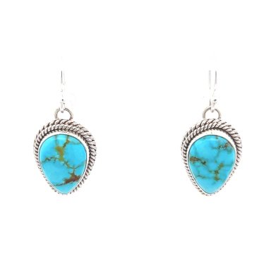 Artie Yellowhorse Genuine Kingman Turquoise Sterling Silver Earrings