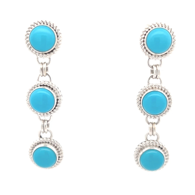 Artie Yellowhorse Jewelry Genuine Sleeping Beauty Turquoise Dangle Earrings