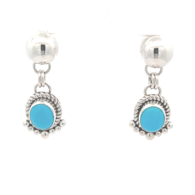 Artie Yellowhorse Genuine High Grade Sleeping Beauty Turquoise Sterling Silver  Earrings