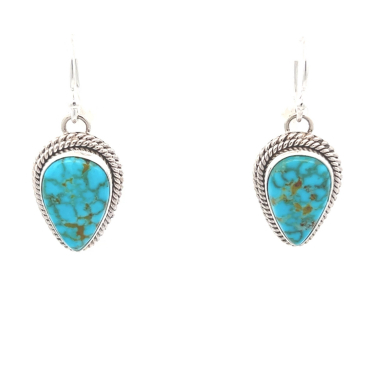 Artie Yellowhorse Genuine Kingman Web Turquoise Sterling Silver Earrings