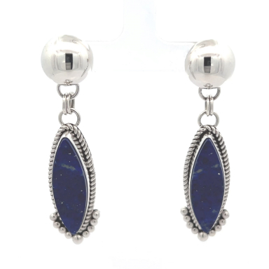 Artie Yellowhorse Jewelry Genuine Blue Lapis Sterling Silver Post Earrings