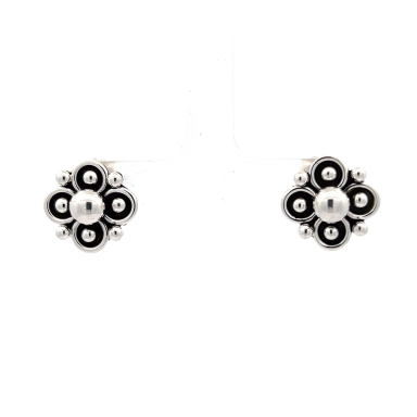 Artie Yellowhorse Jewelry Sterling Silver Clover Design Post Earrings