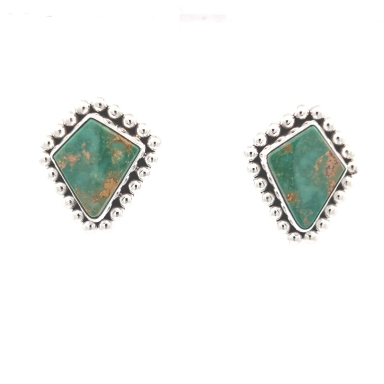 Artie Yellowhorse Native American Jewelry Genuine King's Manassa Turquoise Sterling Silver Earrings