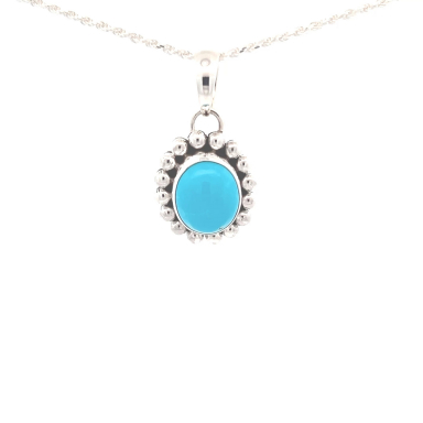 Artie Yellowhorse Genuine Sleeping Beauty Turquoise Sterling Silver Pendant