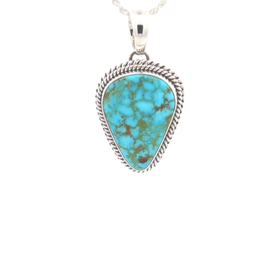 Artie Yellowhorse Jewelry Genuine Kingman Turquoise Sterling Silver Native American Pendant