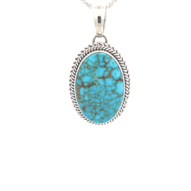 Artie Yellowhorse Navajo Jewelry Genuine Kingman Turquoise Sterling Silver Pendant