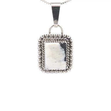 Genuine White Buffalo Turquoise Sterling Silver Pendant