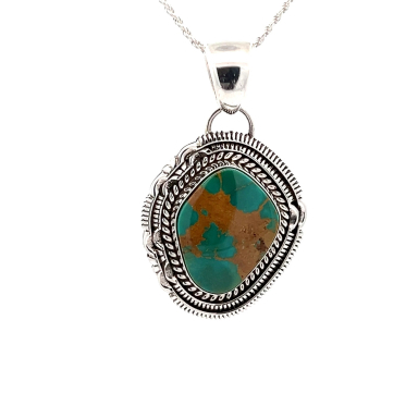 Artie Yellowhorse Genuine Royston Turquoise Sterling Silver Pendant