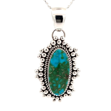 Artie Yellowhorse Genuine Sonoran Gold Turquoise Sterling Silver Pendant