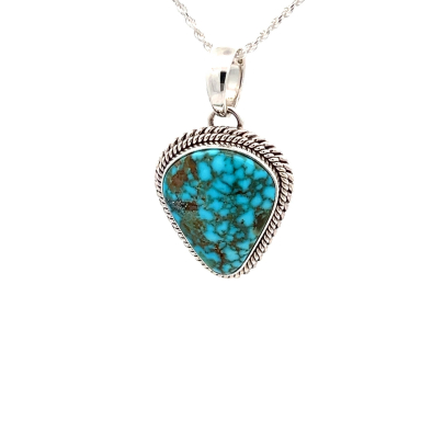 Artie Yellowhorse Genuine Kingman Web Turquoise Sterling Silver Pendant