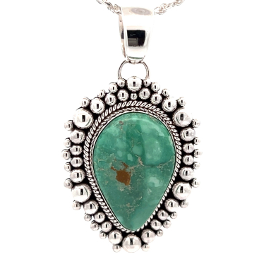 Artie Yellowhorse Genuine Broken Arrow Turquoise Sterling Silver Pendant