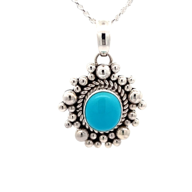 Artie Yellowhorse Genuine Sleeping Beauty Turquoise Sterling Silver Pendant