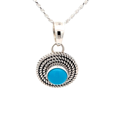 Genuine Sleeping Beauty Turquoise Sterling Silver Pendant