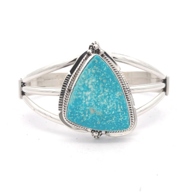 Native American Jewelry Genuine Kingman Turquoise Sterling Silver Bracelet