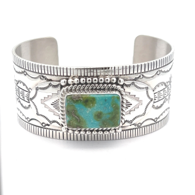 Navajo Jewelry Genuine Sonoran Turquoise Sterling Silver Bracelet