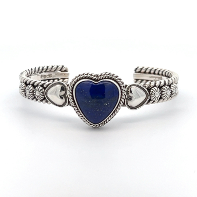 Artie Yellowhorse Genuine Blue Lapis Sterling Silver Heart Bracelet