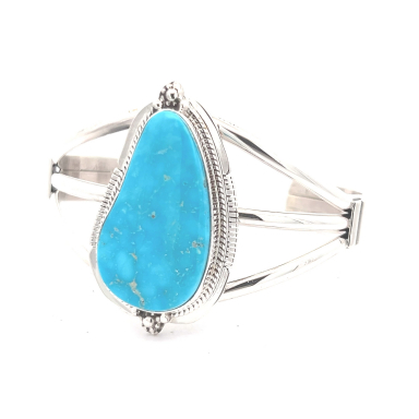 Genuine Kingman Turquoise Nugget Sterling Silver Bracelet