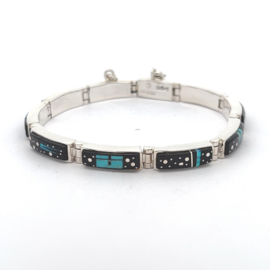 Calvin Begay Night Sky Sterling Silver Link Bracelet