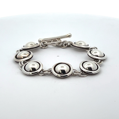 Artie Yellowhorse Sterling Silver Shadowbox Design Link Bracelet