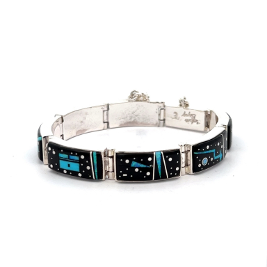 Calvin Begay Night Sky Sterling Silver Link Bracelet