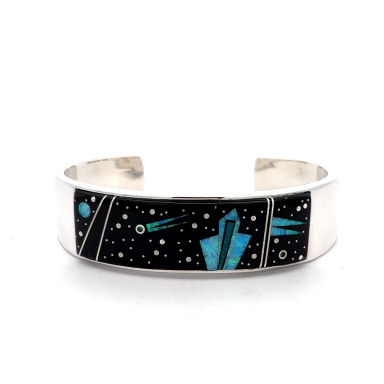 Calvin Begay Night Sky Sterling Silver Navajo Bracelet