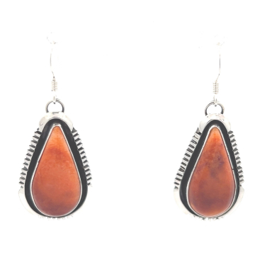 Day 10 Deal - Native American Jewelry Genuine Apple Coral Sterling Silver Earrings