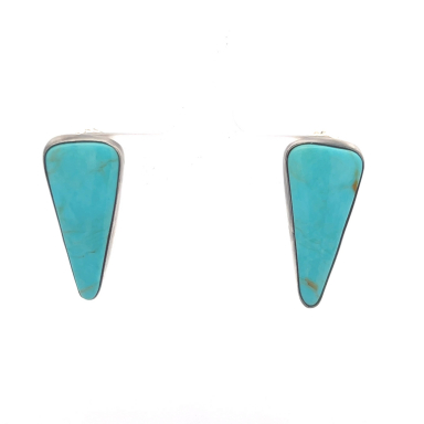 Genuine Kingman Turquoise Sterling Silver Post Earrings