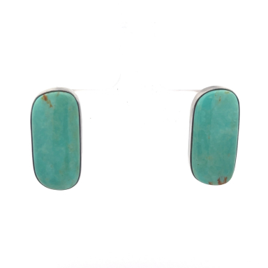 Genuine Kingman Turquoise Sterling Silver Navajo Earrings