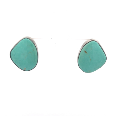 Genuine Kingman Turquoise Sterling Silver Native American Earrings