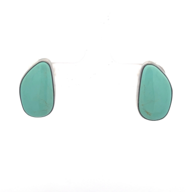 Genuine Kingman Turquoise Sterling Silver Post Earrings