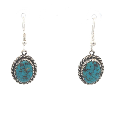 Genuine Kingman Turquoise Sterling Silver Navajo Earrings