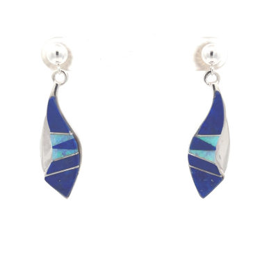 Calvin Begay Sterling Silver Genuine Blue Lapis Earrings