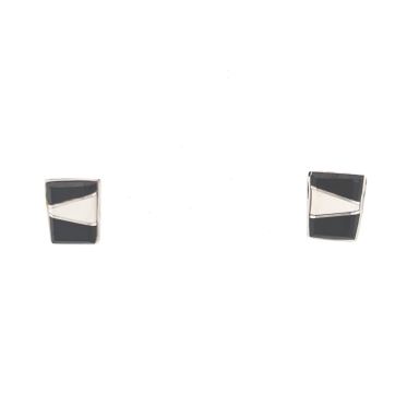 Calvin Begay Acoma Jet Sterling Silver Post Earrings