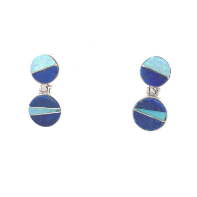 Calvin Begay Genuine Blue Lapis Sterling Silver Post Earrings