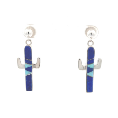 Calvin Begay Genuine Blue Lapis Cactus Earrings