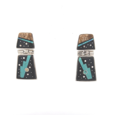 Calvin Begay Night Sky Sterling Silver Post Earrings