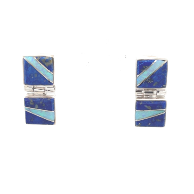 Calvin Begay Genuine Blue Lapis Sterling Silver Post Earrings